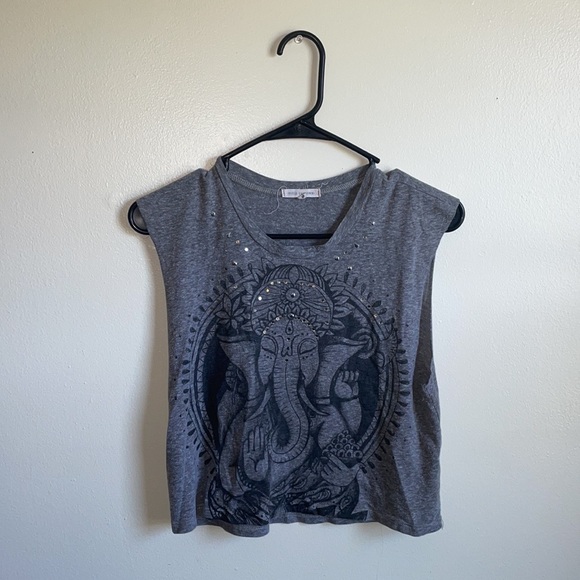 Title Unknown Cropped Meditating Elephant Muscle T-Shirt - Picture 5 of 9